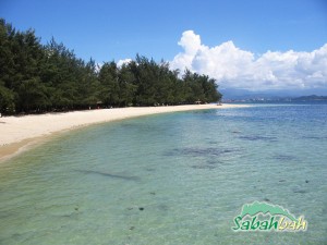 Long strip of sandy beach on Manukand Island, TAR park